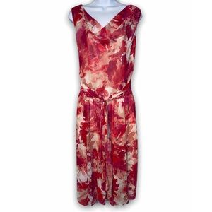 JONESNY Plus Pink Floral Print Cowl Midi Dress 20W